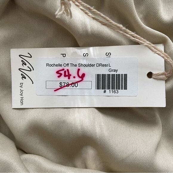 VaVa By Joy Han Rochelle Black/Gray/Tan Off The Shoulder Dress Women’s Sz L - Picture 9 of 14